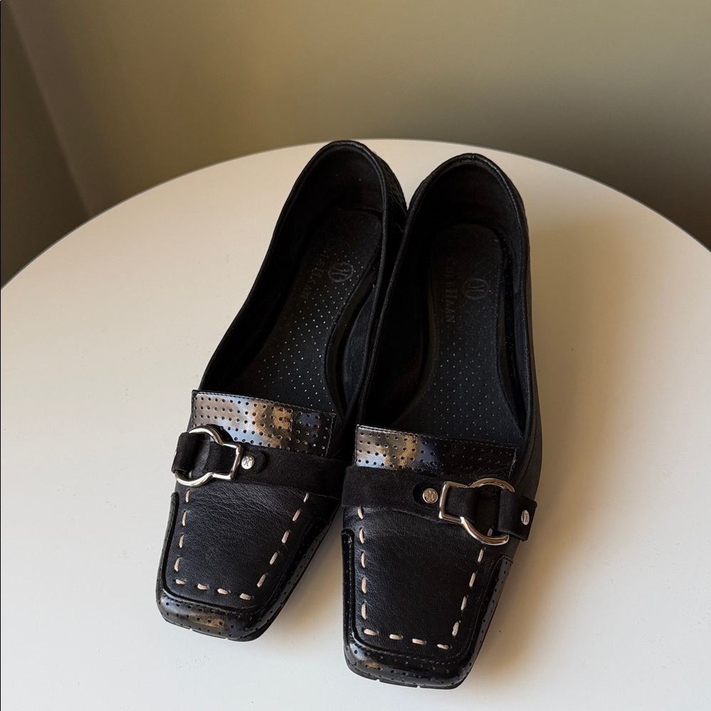 Cole Haan Nike Air square-toe loafers patent leather details silver-tone buckle
